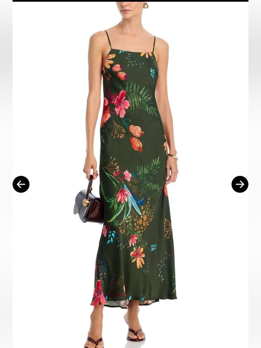 FARM RIO green Leopard Flowers Dress